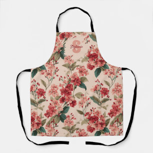 Vintage Pink Azalea Floral Pattern – Classic Apron