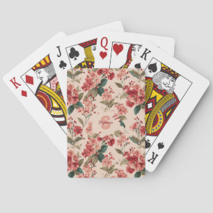 Vintage Pink Azalea Floral Pattern – Classic Playing Cards