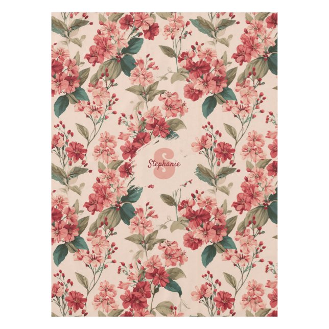 Vintage Pink Azalea Floral Pattern – Classic Tablecloth (Front)