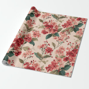 Vintage Pink Azalea Floral Pattern – Classic Wrapping Paper