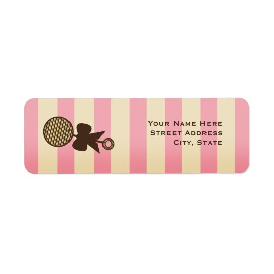 Vintage Pink Baby Shower Rattle & Stripes Return Address Label