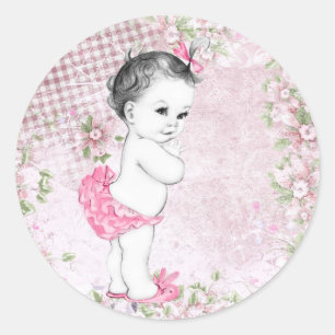 Vintage Pink Baby Shower Stickers