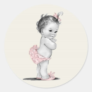 Vintage Pink Baby Shower Stickers