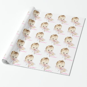 Vintage Pink Baby Shower Wrapping Paper