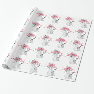 Vintage Pink Baby Shower Wrapping Paper