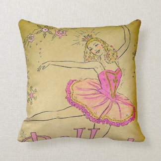 Vintage Pink Ballerina Design Pillow