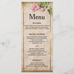 Vintage Pink Berries Wedding Menu