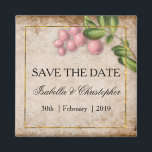 Vintage Pink Berries Wedding Save the Date Magnet<br><div class="desc">An elegant, vintage-look pink and brown wedding save the date, this magnet features a shabby chic design of distressed brown paper in the background, with a golden frame around the edge. It also features a lovely, small sprig of pink berries in one corner. Please note this magnet has been specially...</div>
