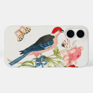 Vintage Pink Bird Butterfly Floral Art Print iPhone 16 Case