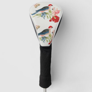 Vintage Pink Bird Butterfly Floral Art Print Golf Head Cover