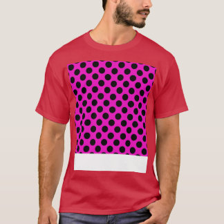 Vintage Pink Black Polka Dots Pattern T-Shirt