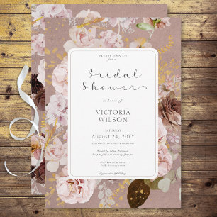 Vintage Pink Blush Floral Bridal Shower Invitation