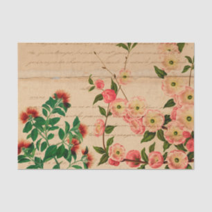 Vintage Pink Botanical Ephemera Tissue Paper
