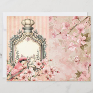 Vintage Pink Bottle Floral 2 Page Journal Layout