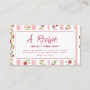 Vintage pink bow Bridal Shower Share A Recipe  Enclosure Card