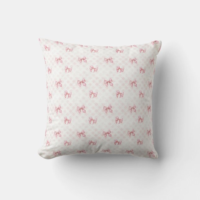 Vintage Pink Bow Coquette Cushion (Front)