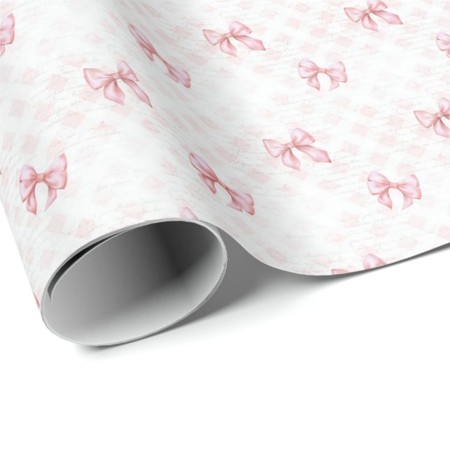 Vintage Pink Bow Coquette Wrapping Paper (Roll Corner)
