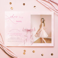 Vintage Pink Bow Elegant Photo 20th Birthday