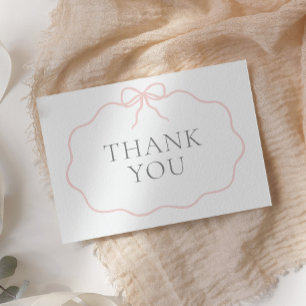 Vintage Pink Bow Girl Baby Shower Thank You Card