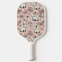 Vintage Pink Bunny Pickleball Paddle