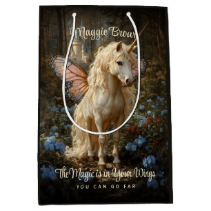 Vintage Pink Butterfly Fairy Horse Fantasy Forest Medium Gift Bag