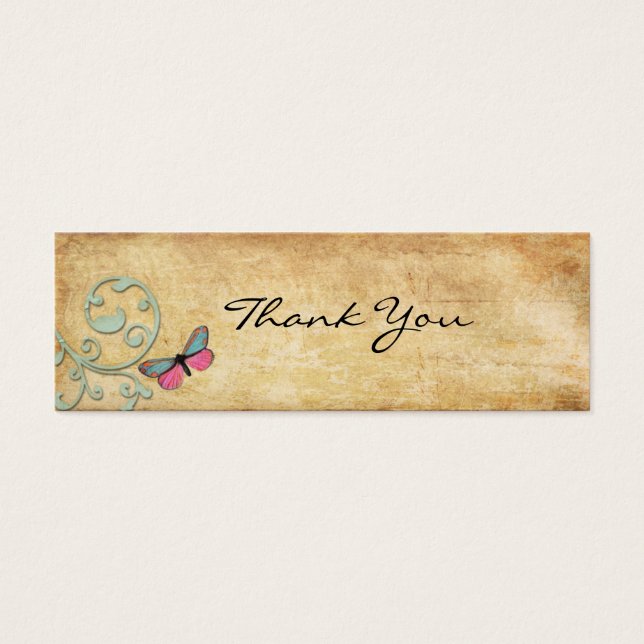 Vintage Pink Butterfly Thank You Note (Front)