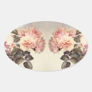 Vintage Pink Cabbage Rose Flowers Stickers