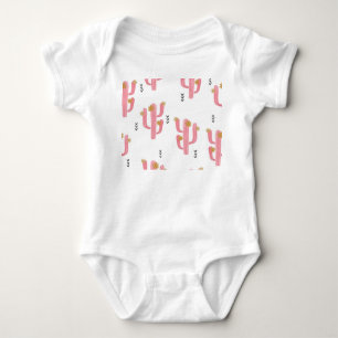 Vintage Pink Cactus Watercolor Pattern Baby Bodysuit