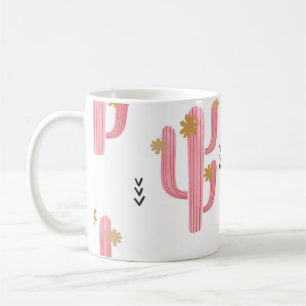 Vintage Pink Cactus Watercolor Pattern Coffee Mug
