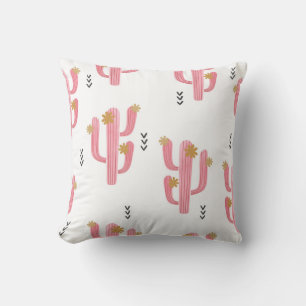 Vintage Pink Cactus Watercolor Pattern Cushion