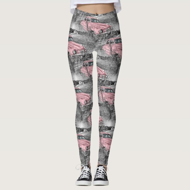 vintage pink car leggings (Front)