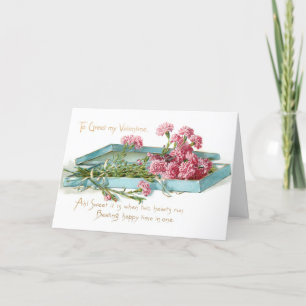 Vintage Pink Carnations Valentine Holiday Card