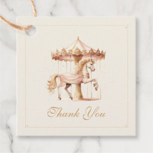 Vintage Pink Carousel Horse Baby Shower Thank You Favour Tags