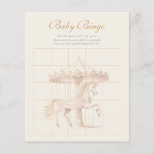 Vintage Pink Carousel Horse Watercolor Bingo Game