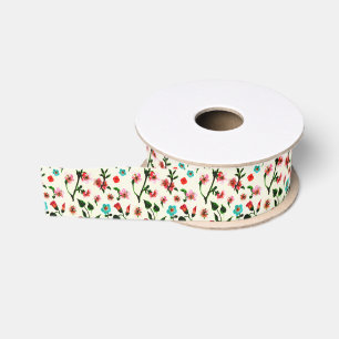 Vintage Pink Cherry Blossom Garden Blooming Grosgrain Ribbon