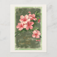 Vintage Pink Cherry Blossoms and Easter Greeting