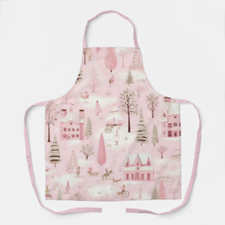 Vintage Pink Christmas Apron