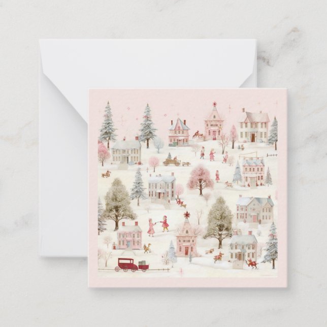 Vintage Pink Christmas  Card (Front)