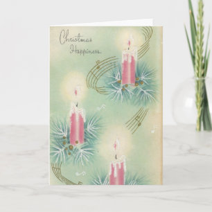 Vintage Pink Christmas Happiness Holiday Card