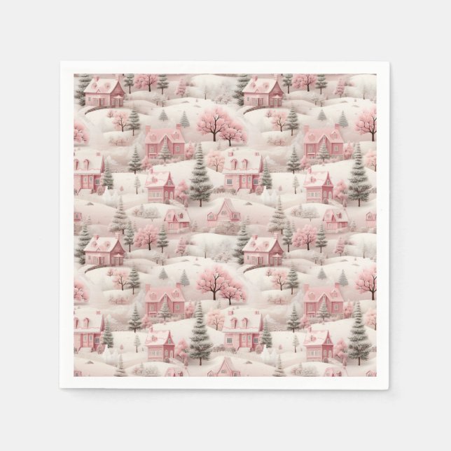 Vintage Pink Christmas  Napkin (Front)