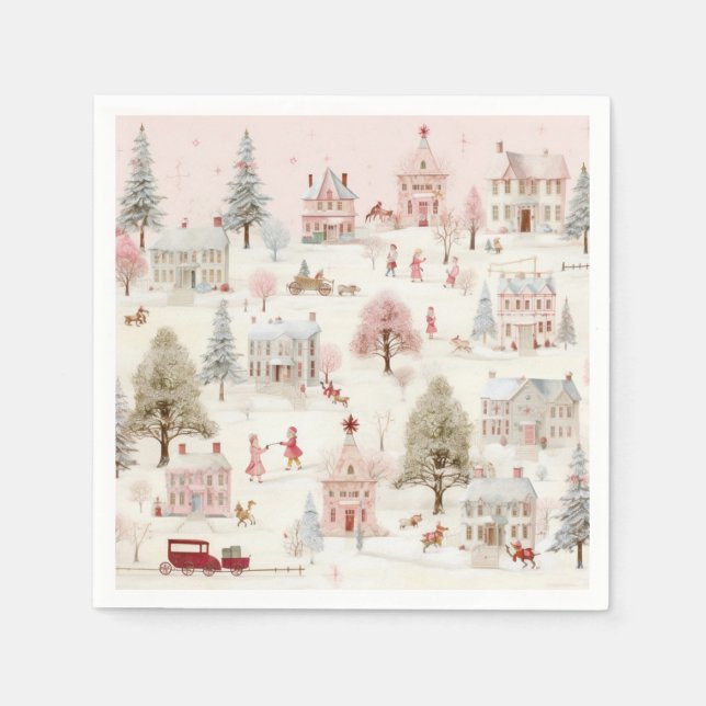 Vintage Pink Christmas  Napkin (Front)