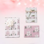 Vintage Pink Christmas Patterns  Wrapping Paper Sheet<br><div class="desc">These wrapping papers includes an adorable vintage pink holiday houses and antique cars. Classy and classic for the holidays!</div>