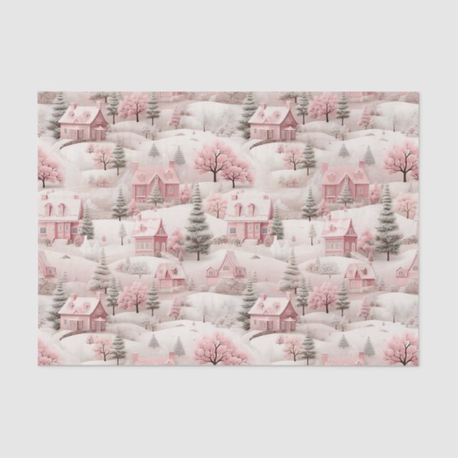 Vintage Pink Christmas  Tissue Paper (Front)
