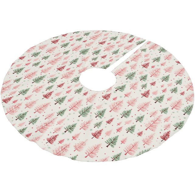 Vintage Pink Christmas Tree  Brushed Polyester Tree Skirt (Angled)