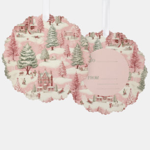 Vintage Pink Christmas Tree Decoration Card