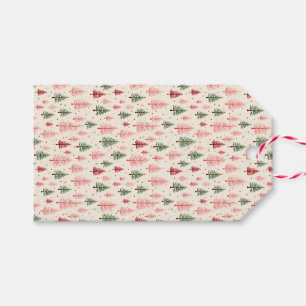 Vintage Pink Christmas Trees Gift Tag