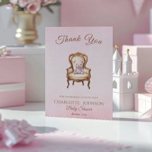 Vintage Pink Classic Girl Baby Shower Thank You
