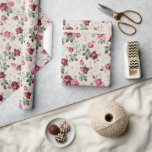 Vintage Pink Climbing Rose Wedding Wrapping Paper<br><div class="desc">Sophisticated vintage pink climbing roses on an off white background wrapping paper.  These images were originally found on antique wallpaper,  scanned in,  and cleaned up (rips and colour). Great for year round gift wrapping,  but also works well for wedding,  holiday,  birthday,  and Christmas gift wrapping.</div>