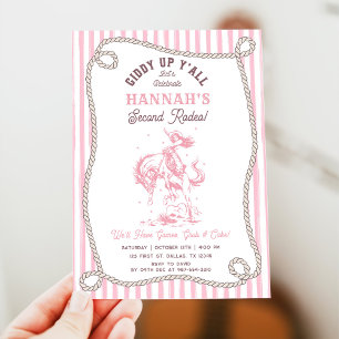 Vintage Pink Cowgirl 2nd Birthday Party Invitation