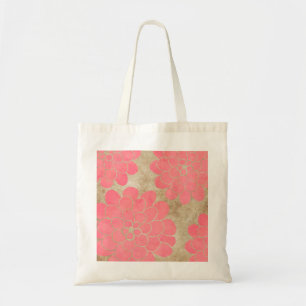 Vintage Pink Dahlia Floral Wedding Tote Bag